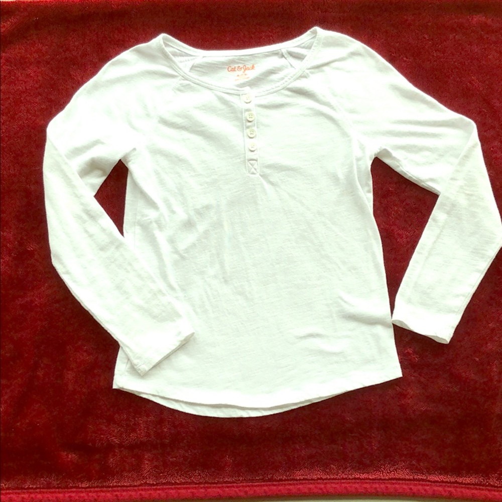 Cat & Jack White Long Sleeve Girls’ shirt-sz M 7/8